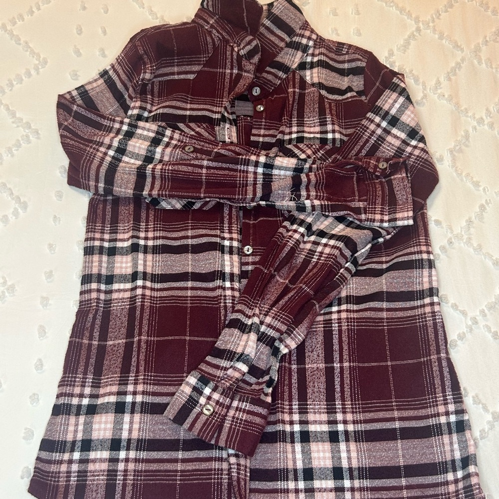Justify Burgundy Plaid Button Down Shirt